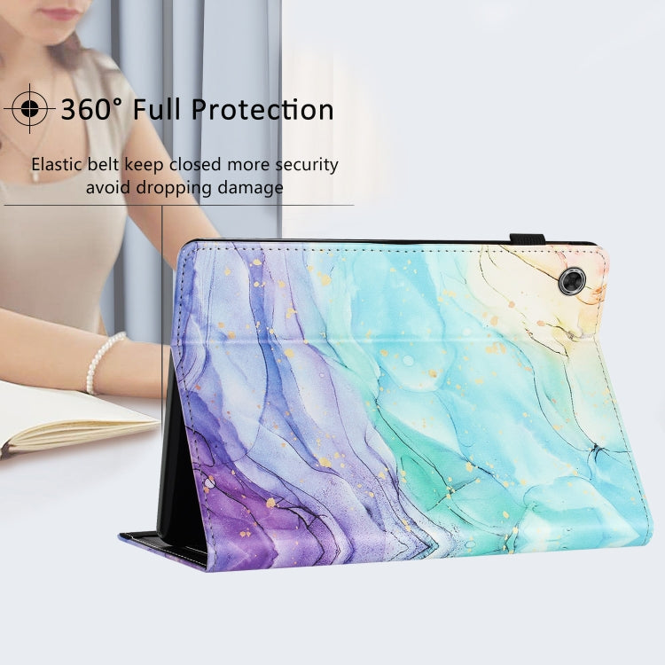 For Lenovo M10 Plus Sewing Litchi Texture Smart Leather Tablet Case(Oil Painting)