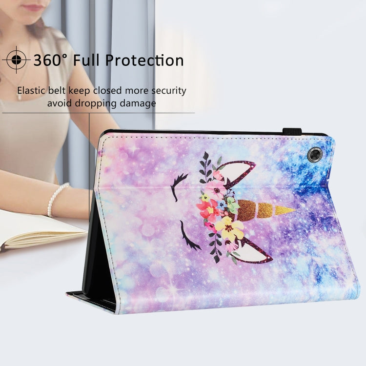For Lenovo M10 Plus Sewing Litchi Texture Smart Leather Tablet Case(Smiling Face)