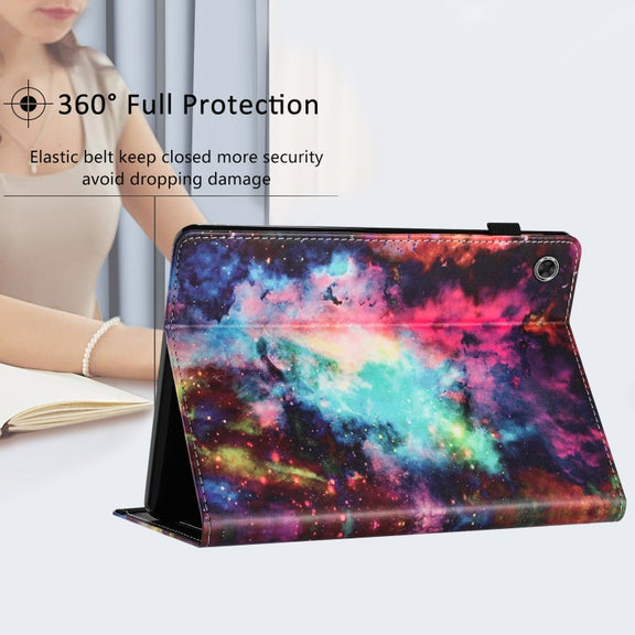 For Lenovo M10 Plus Sewing Litchi Texture Smart Leather Tablet Case(Starry Sky)