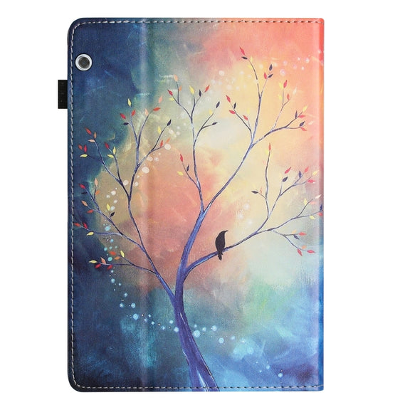 For Huawei MediaPad T3 10 Sewing Litchi Texture Smart Leather Tablet Case(Oil Painting Tree)