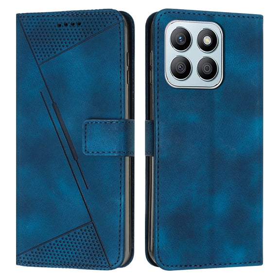 For Honor X8b Dream Triangle Leather Phone Case with Lanyard(Blue)