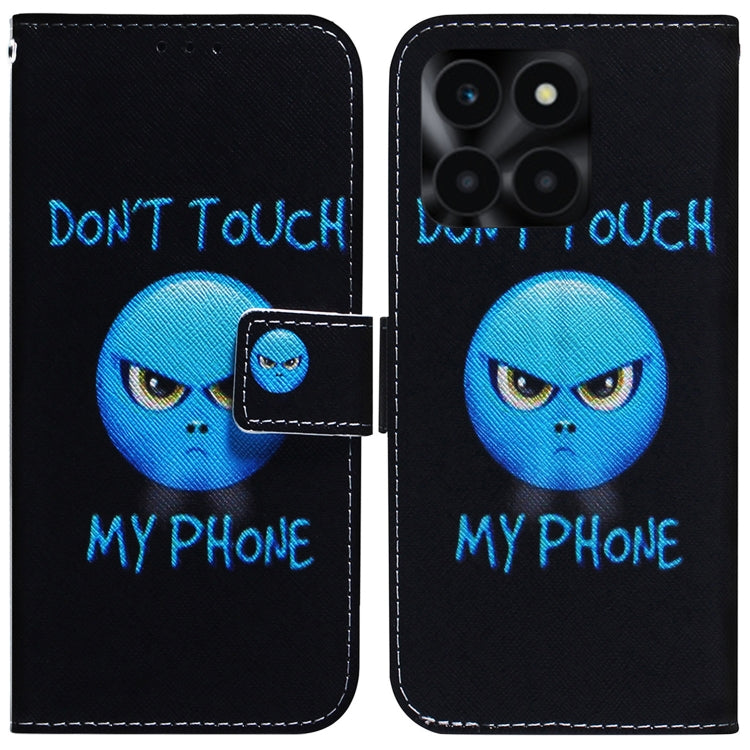 For Honor X6a Coloured Drawing Flip Leather Phone Case(Anger)