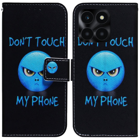 For Honor X6a Coloured Drawing Flip Leather Phone Case(Anger)