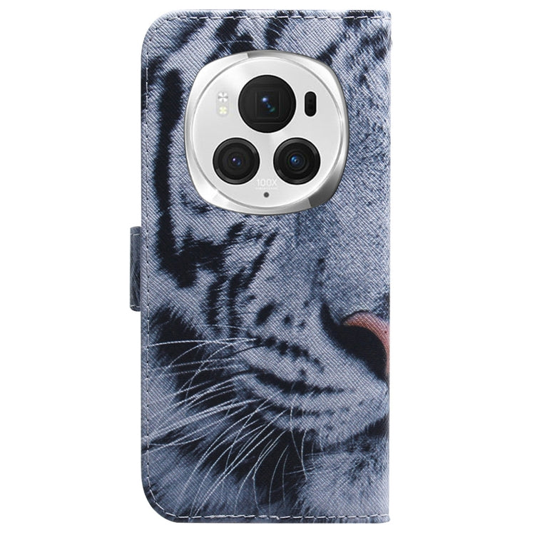 For Honor Magic6 Pro Coloured Drawing Flip Leather Phone Case(Tiger)