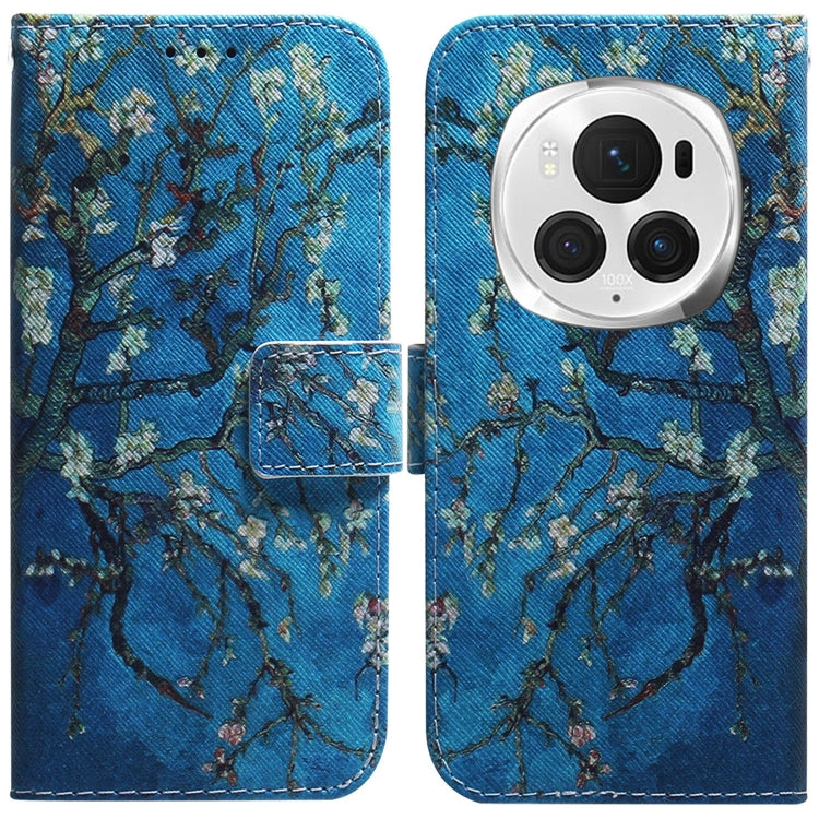 For Honor Magic6 Pro Coloured Drawing Flip Leather Phone Case(Apricot)