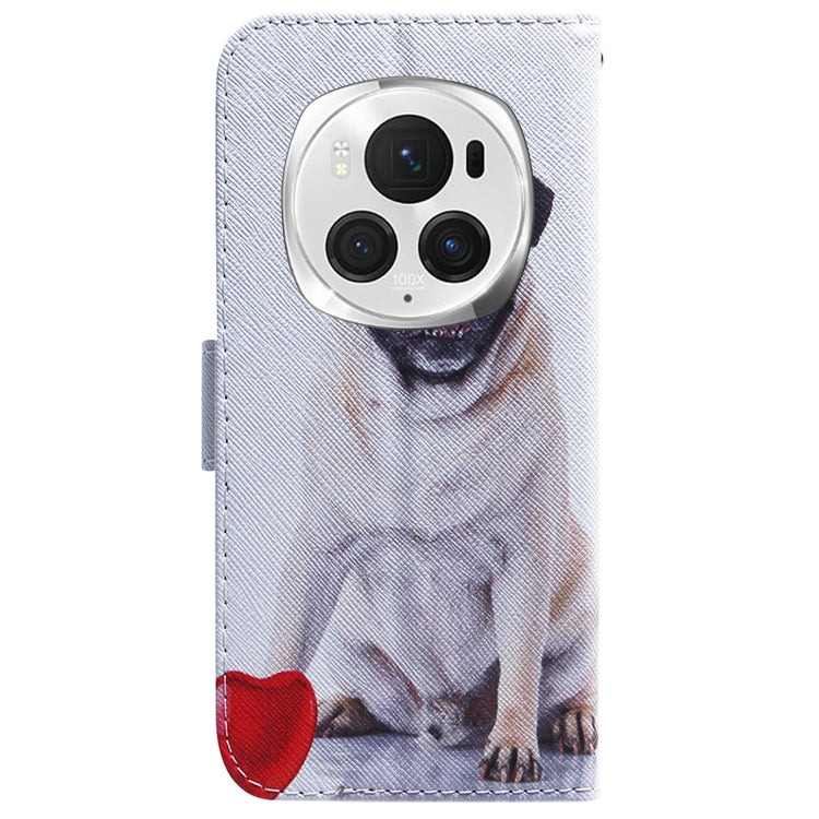 For Honor Magic6 Pro Coloured Drawing Flip Leather Phone Case(Pug)