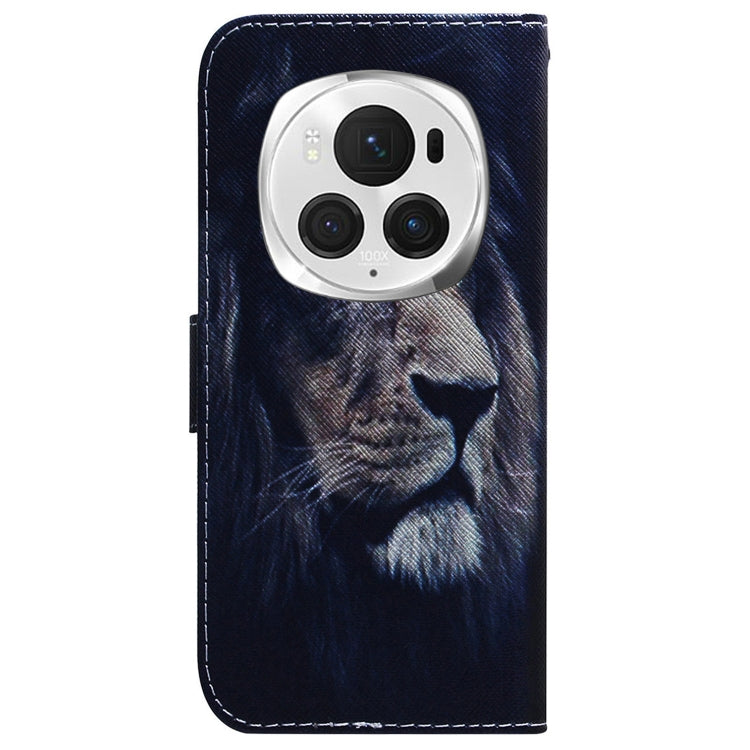 For Honor Magic6 Pro Coloured Drawing Flip Leather Phone Case(Lion)