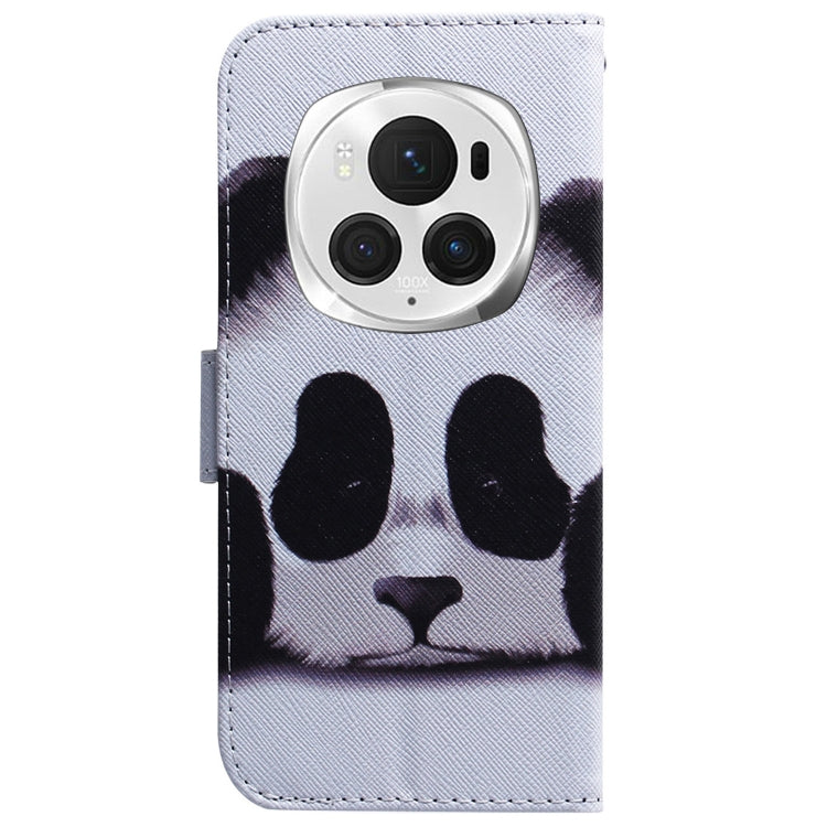 For Honor Magic6 Pro Coloured Drawing Flip Leather Phone Case(Panda)