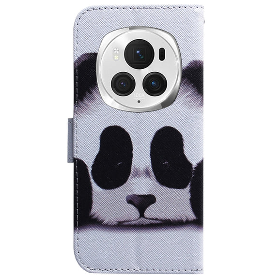 For Honor Magic6 Pro Coloured Drawing Flip Leather Phone Case(Panda)