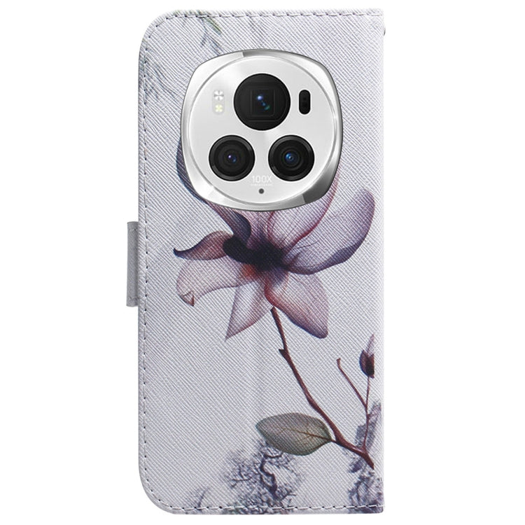 For Honor Magic6 Pro Coloured Drawing Flip Leather Phone Case(Magnolia)