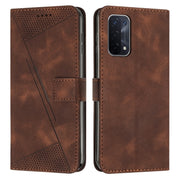 For OPPO A54 / A74 / A93 Dream Triangle Leather Phone Case with Lanyard(Brown)