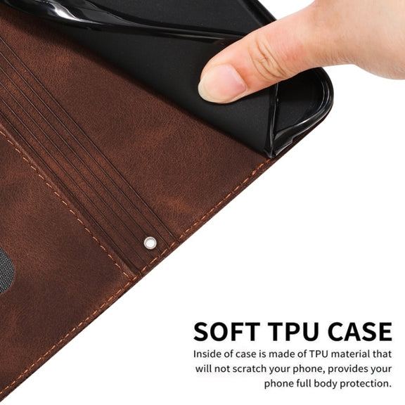 For OPPO A54 / A74 / A93 Dream Triangle Leather Phone Case with Lanyard(Brown)