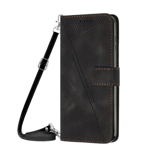 For OPPO A38 Dream Triangle Leather Phone Case with Lanyard(Black)