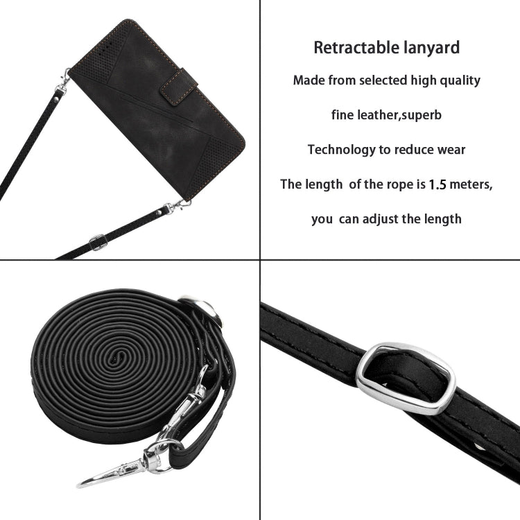 For OPPO A38 Dream Triangle Leather Phone Case with Lanyard(Black)