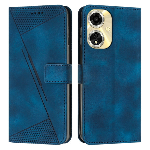 For OPPO Reno11 F Dream Triangle Leather Phone Case with Lanyard(Blue)