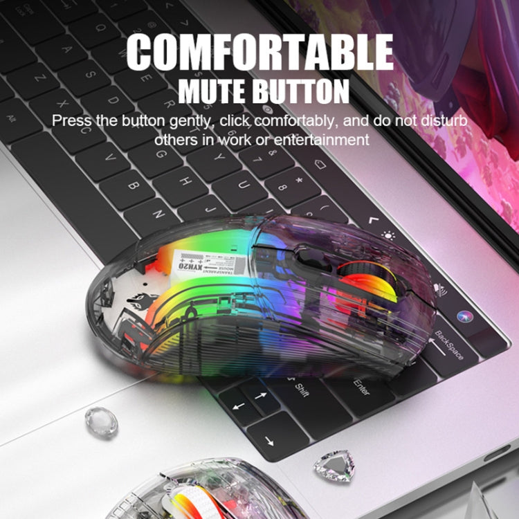 XUNFOX XYH20RGB 2.4G + BT + Wired Transparent 2400DPI RGB Light Gaming Mouse(White)