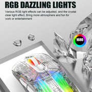 XUNFOX XYH20RGB 2.4G + BT + Wired Transparent 2400DPI RGB Light Gaming Mouse(White)