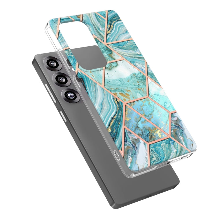 For Samsung Galaxy S25 Ultra 5G Electroplating Splicing Marble TPU Phone Case(Blue)