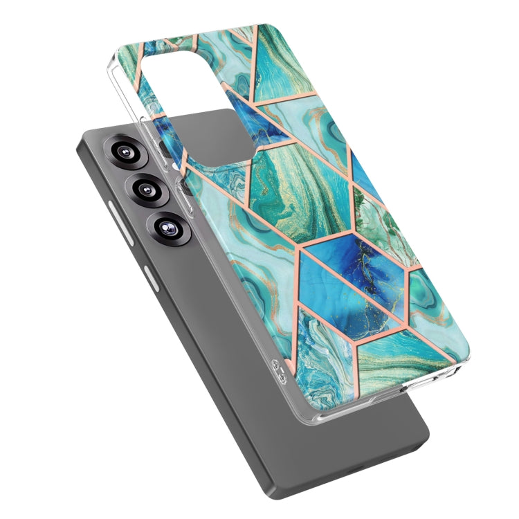 For Samsung Galaxy S25 Ultra 5G Electroplating Splicing Marble TPU Phone Case(Green)