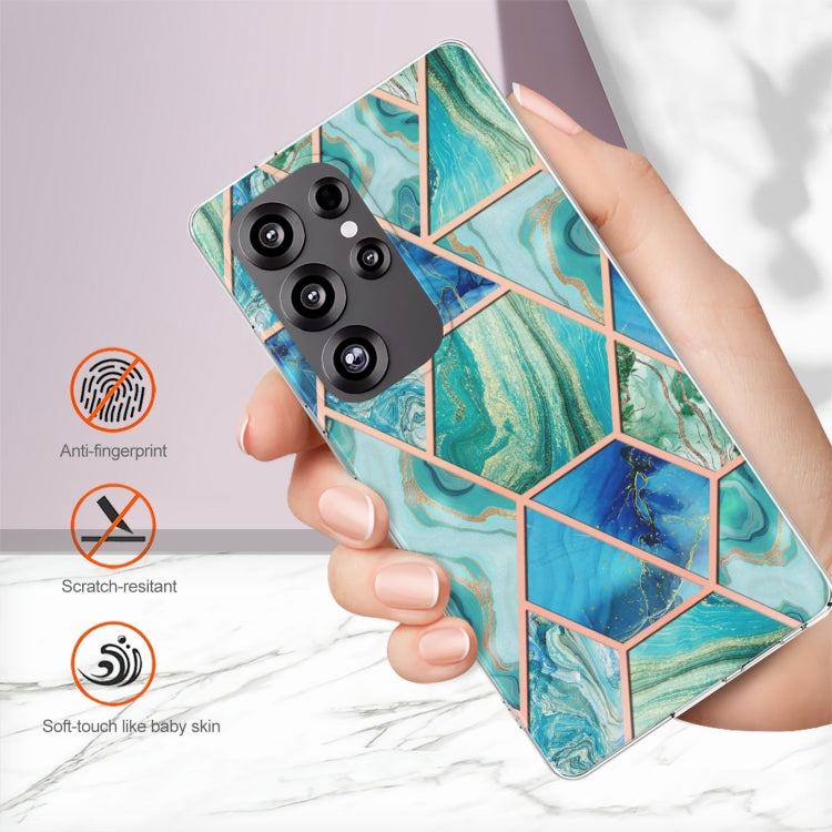For Samsung Galaxy S25 Ultra 5G Electroplating Splicing Marble TPU Phone Case(Green)