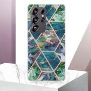 For Samsung Galaxy S25 Ultra 5G Electroplating Splicing Marble TPU Phone Case(Blue Green)