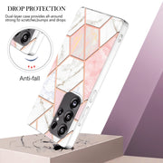 For Samsung Galaxy S25 Ultra 5G Electroplating Splicing Marble TPU Phone Case(Pink White)