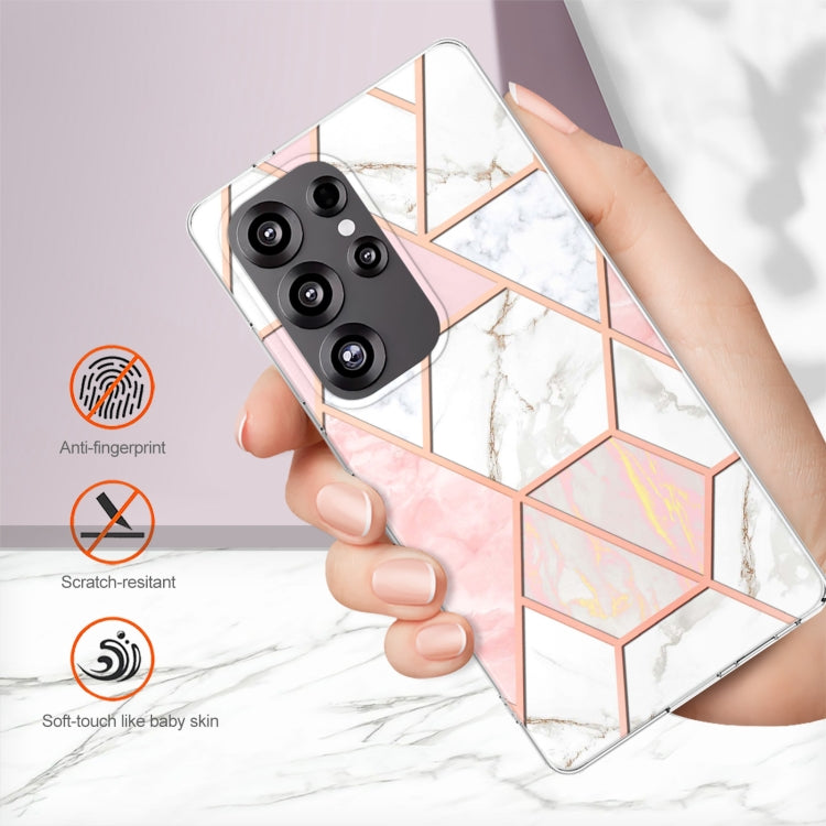 For Samsung Galaxy S25 Ultra 5G Electroplating Splicing Marble TPU Phone Case(Pink White)