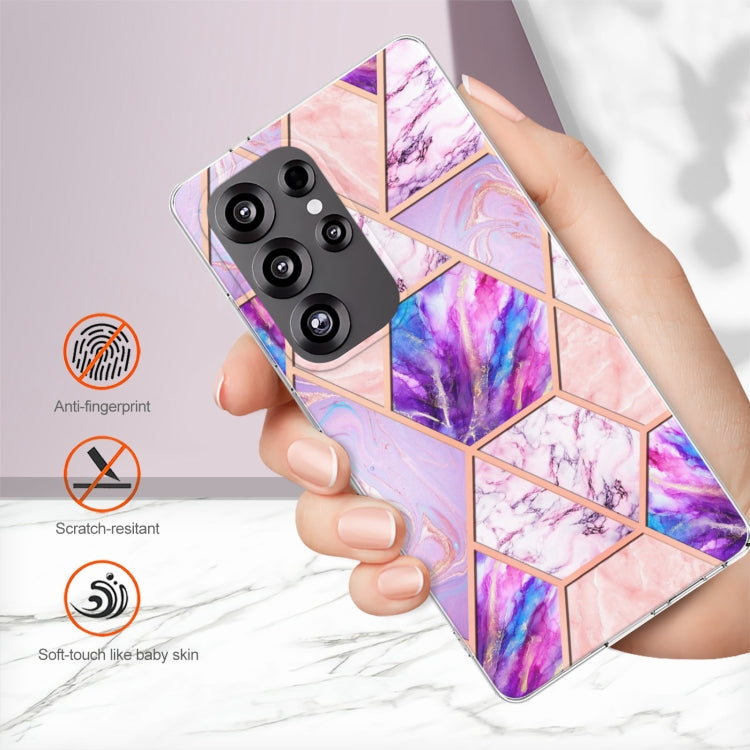 For Samsung Galaxy S25 Ultra 5G Electroplating Splicing Marble TPU Phone Case(Light Purple)