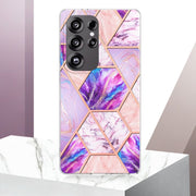 For Samsung Galaxy S25 Ultra 5G Electroplating Splicing Marble TPU Phone Case(Light Purple)