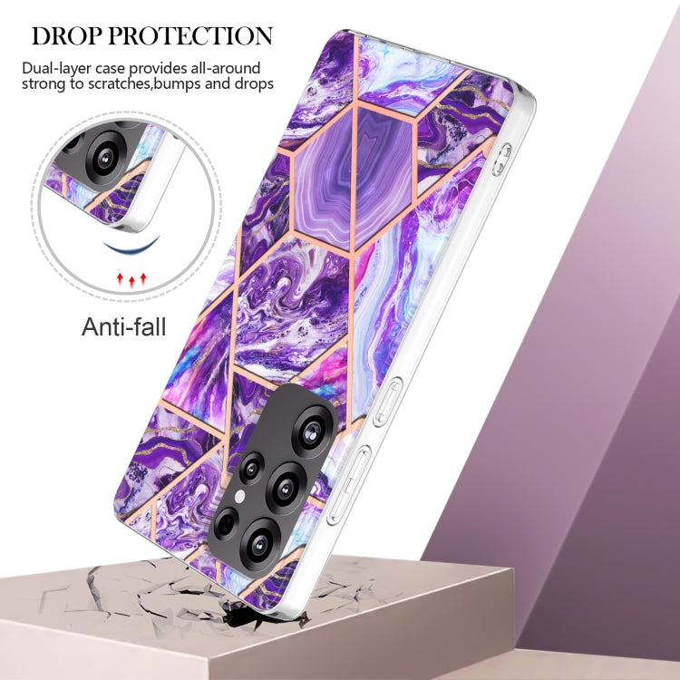 For Samsung Galaxy S25 Ultra 5G Electroplating Splicing Marble TPU Phone Case(Dark Purple)