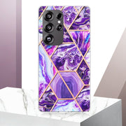 For Samsung Galaxy S25 Ultra 5G Electroplating Splicing Marble TPU Phone Case(Dark Purple)