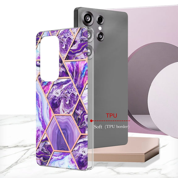 For Samsung Galaxy S25 Ultra 5G Electroplating Splicing Marble TPU Phone Case(Dark Purple)