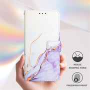For Honor Magic6 Pro PT003 Marble Pattern Flip Leather Phone Case(White Purple)