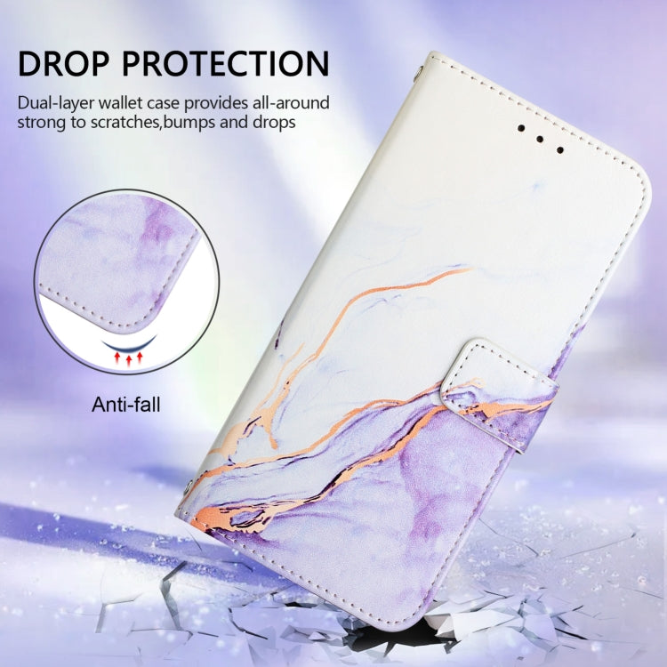 For Honor Magic6 Pro PT003 Marble Pattern Flip Leather Phone Case(White Purple)
