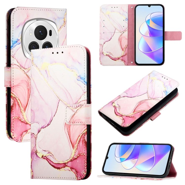 For Honor Magic6 Pro PT003 Marble Pattern Flip Leather Phone Case(Rose Gold)