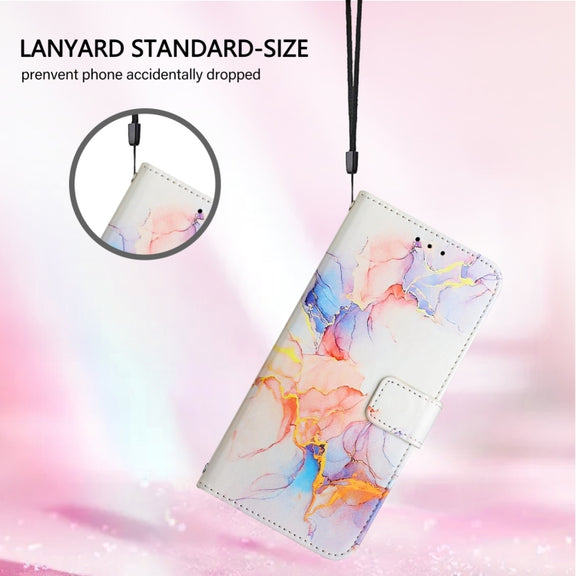 For Honor Magic6 Pro PT003 Marble Pattern Flip Leather Phone Case(Marble White)