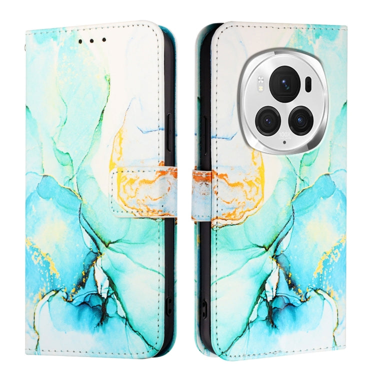 For Honor Magic6 Pro PT003 Marble Pattern Flip Leather Phone Case(Green)