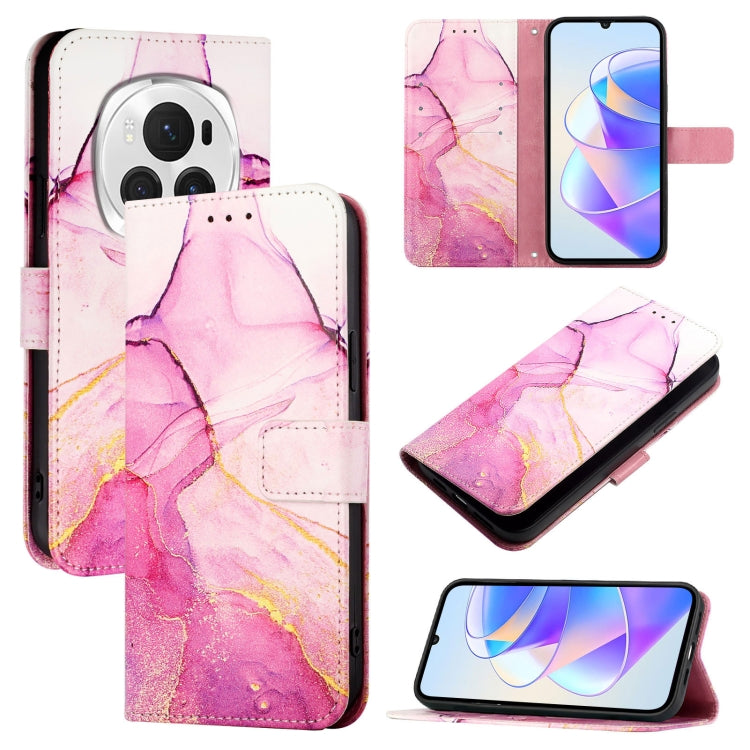 For Honor Magic6 Pro PT003 Marble Pattern Flip Leather Phone Case(Pink Purple Gold)