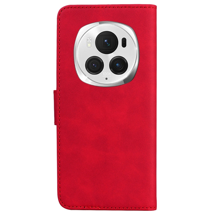For Honor Magic6 Pro Skin Feel Pure Color Flip Leather Phone Case(Red)