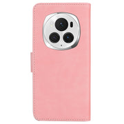 For Honor Magic6 Pro Skin Feel Pure Color Flip Leather Phone Case(Pink)