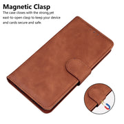 For Honor Magic6 Pro Skin Feel Pure Color Flip Leather Phone Case(Brown)