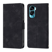 For Honor 90 Lite Skin-feel Embossed Leather Phone Case(Black)