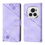 For Honor Magic6 Pro 5G Global Skin-feel Embossed Leather Phone Case(Light Purple)