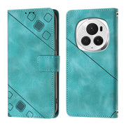 For Honor Magic6 Pro 5G Global Skin-feel Embossed Leather Phone Case(Green)