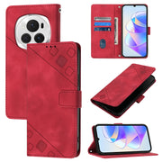 For Honor Magic6 Pro 5G Global Skin-feel Embossed Leather Phone Case(Red)