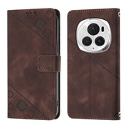 For Honor Magic6 Pro 5G Global Skin-feel Embossed Leather Phone Case(Brown)