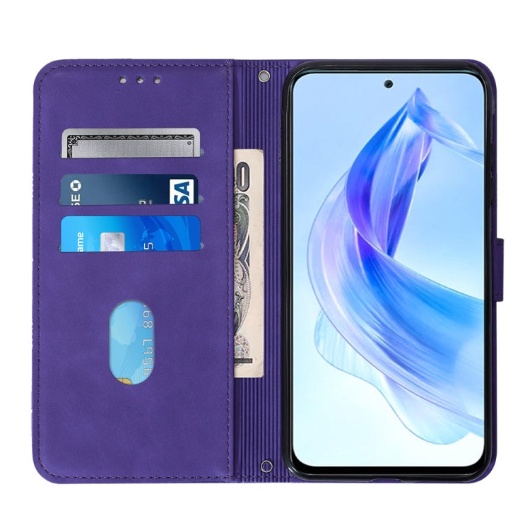 For Honor 90 Lite Crossbody 3D Embossed Flip Leather Phone Case(Purple)