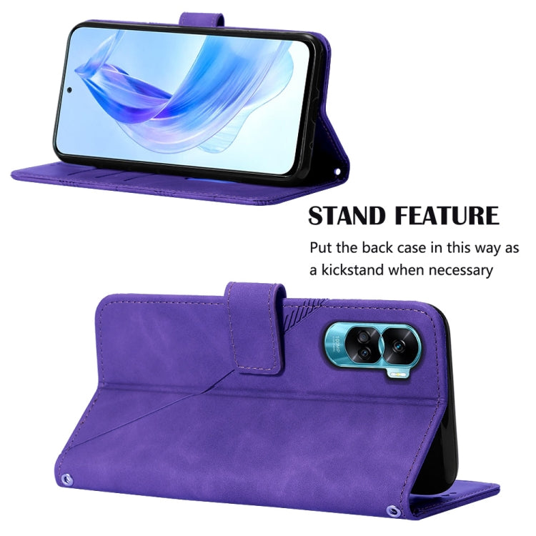 For Honor 90 Lite Crossbody 3D Embossed Flip Leather Phone Case(Purple)