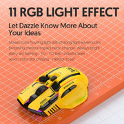 HXSJ G6 10 Keys RGB 12800DPI Tri-mode Wireless Gaming Mouse(Yellow)