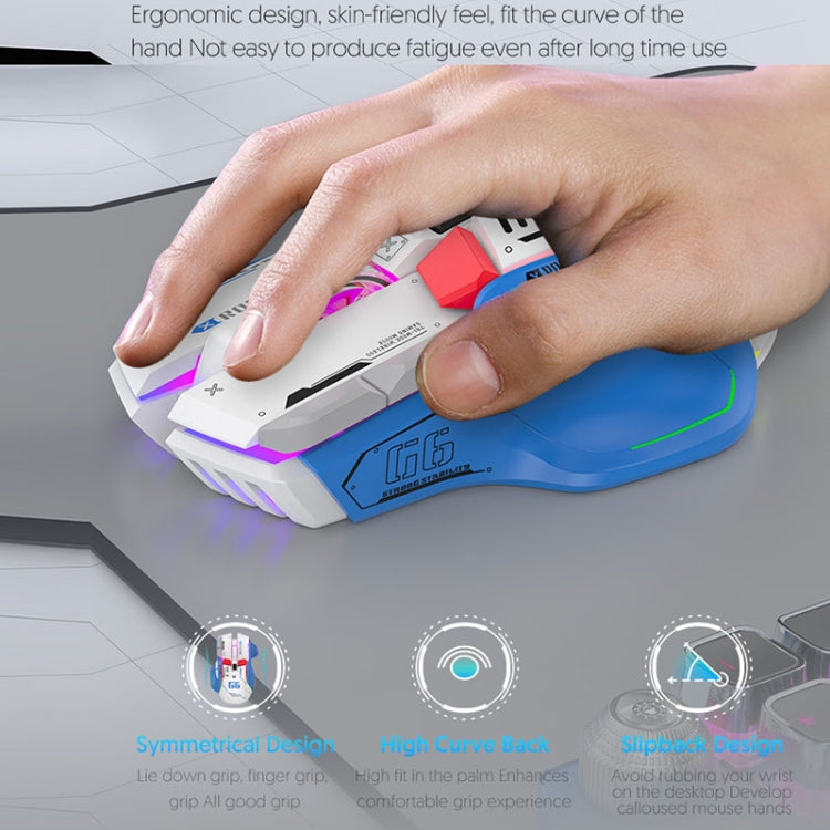 HXSJ G6 10 Keys RGB 12800DPI Tri-mode Wireless Gaming Mouse(White)